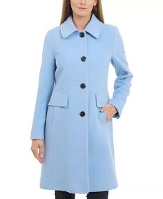 Anne Klein Women's Collared Button-Front Walker Coat - Macy's Collars For Women, Women's Coats & Jackets, Coats Jackets, Shoe Accessories, Women Accessories