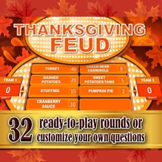 the thanksgiving game is shown with an orange background