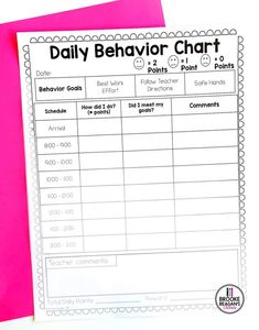 a printable daily behavior chart for students to use on their homeschool schedule