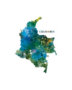 a watercolor map of the state of colombia