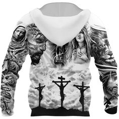 Jesus Christ With God And Mary Tattoo God 3D Hoodie For Man And Women, Jesus Printed 3D Hoodie is created by Customwitch Are you a follower of God? Then why not come to our store to own a hoodie with the image of the cross, the image of Jesus, or quotes from the Bible. This is a great way to express your faith to the world. Christian Hoodies not only carry religious meaning but also serve as a trendy fashion item. Simple yet sophisticated design brings you a youthful and dynamic appearance. You Tattoo God, Maria Tattoo, Quotes From The Bible, Image Of Jesus, Mary Tattoo, God Tattoos