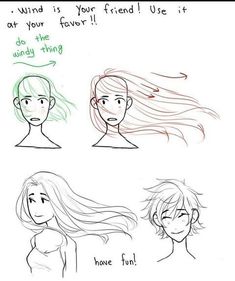 three different types of hair and the words, how to draw your friend use it