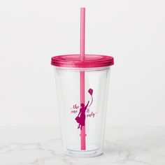 a plastic cup with a pink straw in the shape of a pig and name jordan on it