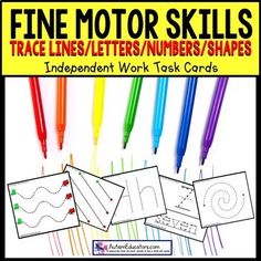 fine motor skills trace lines / letters / numbers / shapes independent work task cards