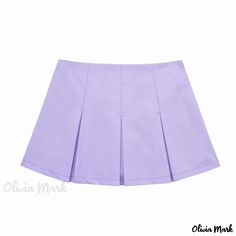 Olivia Mark - High-Waisted Wide Pleated Skirt: A Stunning Fashion Ensemble Wide Pleated Skirt, Purple Mini Skirt, Dark Grey Skirt, Light Purple Dress, Blouses Vintage, Grey Mini Skirt, High Waisted Pleated Skirt, Chic Skirts, Cute Dress Outfits