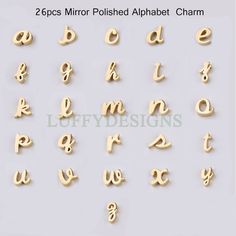 Lowercase Letter Charm, Alphabet Charm, Gold Letter Charm, 26 Letters Initial Charms, 18K Gold Plated Stainless Steel, High Polished Letter Item Details Charm Size: pls refer to pic 2 Hole Size: 1.8mm Thickness: 3mm Material: 304 stainless steel Color: Gold, Rose Gold, Steel Color (Will not easy to fade or tarnish) Quantity: 26 Pcs / 1 Pcs Ps. The charms use 18K Gold/Rose Gold plating, which makes for a long-lasting finish and the tarnish-resistance. If you have any other questions, please feel Cursive Small Letters, Mom Daughter Necklace, December Birthstone Necklace, November Birthstone Necklace, October Birthstone Necklace, Alphabet Charms, Making Charms, Alphabet Charm, Bff Necklaces