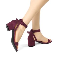 These high heels feature an open toe with ankle straps and heels with suede covering ends. The design of the buckle closure makes them easy to wear on and off. They are easy to pair with jeans or a skirt for a casual look and are great for both going out and going to work. It is suitable for many occasions such as Parties, Offices, Casual, Christmas Days, Dating, and Evenings. Please check the size measurement chart before ordering. Womens Chunky Heels, Low Heel Sandals, Block Heel Shoes, Ankle Straps, Chunky Heel, Ankle Strap Sandals, Heel Sandals, Strap Heels, Strap Sandals