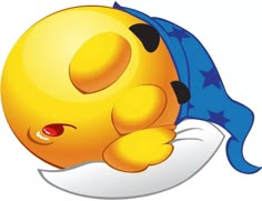 a cartoon character sleeping on top of a pillow with a blue scarf around his head