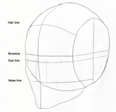 the diagram shows how to draw an object with lines and shapes in order to make it look like a human head