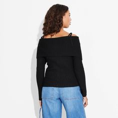 Off-the-shoulder sweater from Wild Fable™ in a solid color. Soft ribbed fabric in a standard-fit cut for comfortable wear. Tie shoulders with front buttons amp up the look. If you're not satisfied with any Target Owned Brand item, return it within one year with a receipt for an exchange or a refund. Wild Fable™: A look for every story. Off-shoulder Ribbed Stretch Sweater, Ribbed Stretch Off-shoulder Sweater, Stretch Ribbed Off-shoulder Sweater, Solid Stretch Off-shoulder Sweater, Solid Off-shoulder Sweater For Spring, Solid Off-shoulder Spring Sweater, Versatile Ribbed Knit Top For Winter, Trendy Off-shoulder Ribbed Sweater, Casual Off-shoulder Sweater