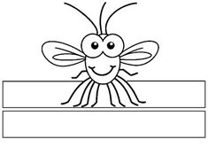 a cartoon bee with eyes and legs on a blank sign, outlined in black and white