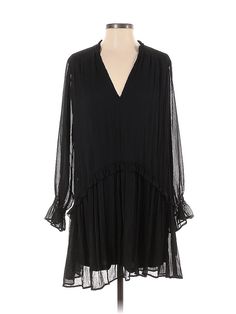 Zara Cocktail Dress Size: X-Small Black Dresses - used. 100% Polyester, Popover, Plunge, Short, Long Sleeve | Zara Cocktail Dress - Popover: Black Dresses - Used - Size X-Small Cheap Zara Mini Dress For Fall, Small Black Dress, Black Casual Dress, Black Dresses Casual, Short Long, Black Cocktail Dress, Black Dresses, Drop Waist, Zara Black