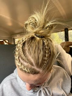 braids volleyball hairstyle game day hair Cool Basketball Hairstyles, Fun Braided Hairstyles For Sports, Braided Hairstyles Basketball, Cool Braids For Sports, Hair Styles For Game Day, Basketball Gameday Hairstyles, Sports Braids Hairstyles, Fun Game Day Hairstyles, Basketball Braids Hairstyles