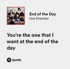 an ad for spotify's end of the day one direction is shown in black and white