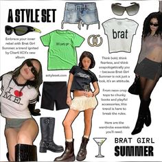 #brat #outfitidea #charlixcx Brat Night Outfit, Y2k Club Fashion, Brat Club Outfit, Brat Themed Outfit