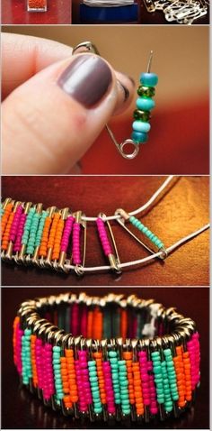 three pictures showing different types of beaded bracelets and how to make them with beads