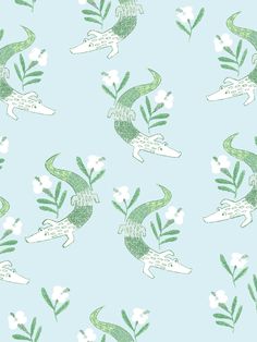 gator garden wallpaper by tea collection pale blue Research Wallpaper, Gertrude Mcfuzz, Kid Wallpaper, Bright Office, Florida Interior Design, Garden Wallpaper, Fun Wallpaper, Geometric Vintage, River Road