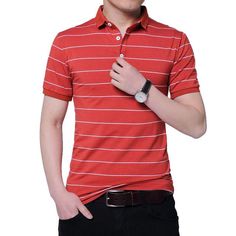 West Louis™ Brand Summer Stripped Polo Shirt Red / M - West Louis Polo Shirt White, Height And Weight, Online Branding, Black Shirt, Casual Button Down Shirt, Men's Polo Shirt, Perfect Fit, Polo Shirt, Men Casual