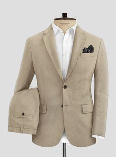 Looking smart and sophisticated at a beach wedding or on holiday is easy with our Solbiati Art Du Lin Beige Linen Suit. Crafted from pure linen, this suit is perfect for the warmer seasons, offering both style and comfort. Additionally, it is dyed in a solid beige colorway, creating a fuss-free aesthetic. Invest in this luxurious linen suit to add a versatile and classic piece to your wardrobe. 
 
Look Includes   Solbiati     Art     Du     Lin     Beige     Linen  Fabric  Two Button Jacket Styl Fitted Beige Linen Suit, Beige Linen Suit For Wedding, Tailored Beige Linen Suit, Classic Beige Linen Suits, Beige Linen Wedding Suit, Tailored Linen Suit For Wedding, Summer Wedding Linen Blazer, Single-breasted Linen Wedding Suits, Beige Linen Suit