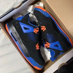 Rare, Vintage Cav Nikes In Blue/Orange. I Only Wore These A Handful Of Times! Nike Air Jordan 4, Shoes Nike Air, Air Jordan 4, Us Man, Nike Air Jordan, Blue Orange, Womens Shoes Sneakers, Air Jordan, Nike Women