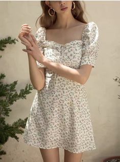 Floral Skirt Summer, One Piece Dress, Printed Mini Dress, Floral Mini Dress, Mini Dress With Sleeves, Piece Dress, Aesthetic Fashion, Look Fashion, Boho Dress