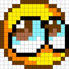 an image of a face made out of pixellated squares with different colors and shapes