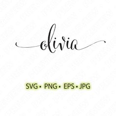 the word elvia is written in cursive font