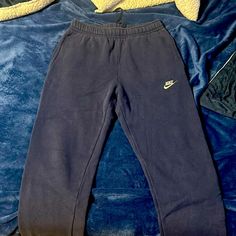 Nike, Blue, Never Worn, Small, Sweats Nike Cotton Long Pants, Nike Bottoms With Pockets For Loungewear, Nike Loungewear Bottoms With Pockets, Nike Blue Sweatpants For Loungewear, Nike Blue Athleisure Pants, Nike Blue Sweatpants With Pockets, Nike Navy Loungewear Bottoms, Nike Navy Bottoms For Loungewear, Navy Nike Bottoms For Loungewear