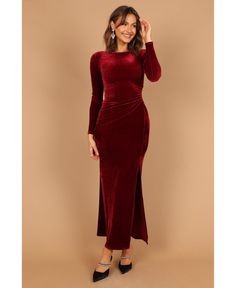 in stock Satin Dresses Long, Satin Dresses Long Sleeve, Fall Wedding Guest Dress, Velvet Maxi Dress, Red Velvet Dress, Velvet Maxi, Resort Dresses, Essential Dress, Usa Dresses