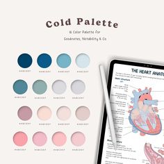 Cold Winter Palette, Digital Planner Color Swatches, Design Ideas Color Palette, GoodNotes Notability Digital Inserts, iPad Tablet, Download printablesplanners #readingplanner #smallbusinessplanner #custom⏲ Goodnotes Elements Stickers, Digital Planner Colour Palette, Blue Goodnotes Cover, Color Pallet Design, Goodnotes Colors Palette, Digital Notes Color Palette, Coloring Apps For Ipad, Note Design Layout, Random Colour Palette