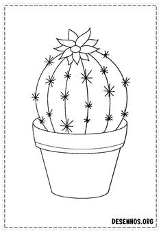 a cactus in a pot coloring page