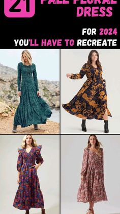 Floral Dress Ideas, Casual Outfits With Boots, Classy Wedding Guest Dresses, Outfits With Boots, Fall Floral Dress, 2024 Ideas, 21st Dresses, Formal Outfits