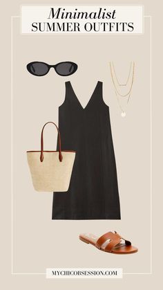 Black Dress Outfit Casual Summer, Minimalist Summer 2024 Outfits, Netherlands Clothes, Daily Look Outfits, Bbq Outfit Ideas Summer, Black Dress Outfit Summer, Minimalist Summer Wardrobe, Minimalist Summer Outfit, My Chic Obsession