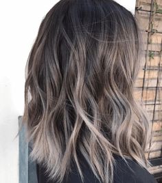 How To Bayalage Hair, Ash Balayage, Silver Ombre Hair, Silver Hair Highlights, Inverted Long Bob, Natural Brown Hair, Rambut Brunette, Ash Brown Hair, Silver Hair Color