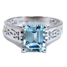 2 Carat Natural Emerald Cut Aquamarine Ring. Transparent, Classic Light Blue Aquamarine Color And Clean Clarity. 9x7 Mm Center. Depth Of Ring 6.7 Mm 14 Karat White Gold 3.8 G Size 9. Formal White Gold Aquamarine Ring, Elegant Gia Certified Aquamarine Rings, Gia Certified Blue Topaz Anniversary Ring, Gia Certified Blue Topaz Fine Jewelry Ring, Formal Emerald-cut Solitaire Topaz Ring, Elegant Gia Certified Blue Topaz Jewelry, Formal Emerald Cut Solitaire Topaz Ring, Elegant Gia-certified Blue Topaz Jewelry, Gia Certified Blue Topaz Ring For Anniversary