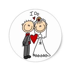 a wedding sticker with the words i do and a bride holding her groom's head