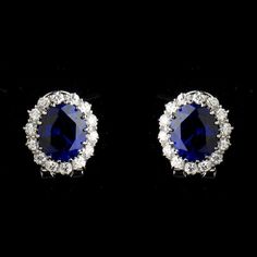 Sapphire Blue Wedding, Blue Wedding Earrings, Sapphire Blue Weddings, Sapphire Blue Earrings, Blue Earrings Wedding, Blue Wedding Jewelry, Halo Earrings Studs, Blue Sapphire Diamond, Sapphire Pendant