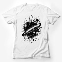 Explore the cosmos with this unique T-Shirt featuring an abstract black and white space design. Perfect for astronomy enthusiasts, this graphic tee captures the imagination with its flurry of stars, planets, and celestial bodies, set in a dynamic composition that seems to swirl with the mysteries of the universe. Made with comfortable, high-quality material, it's ideal for everyday wear or for themed events. Whether you're stargazing or just dreaming of the stars, this tee is a conversation star White Space Design, Cosmic Design, Dynamic Composition, Astronomy Lover, Frog T Shirts, Themed Events, Funny Graphic Tees, Space Theme, Casual Summer Shirts