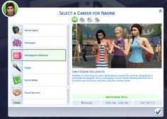 an image of a computer screen with some characters on it and the text select a career for