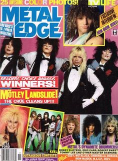 the cover of metal edge magazine, with photos of women in black and white outfits