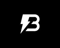 the letter b is made up of two white lightning boltes on a black background