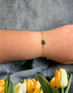 Dainty Malachite bracelet  Available in 14k gold or sterling silver Choose your custom length Adjustable Gold Gemstone Bracelet Gift, Adjustable Gemstone Gold Bracelet As A Gift, Adjustable Gemstone Gold Bracelet For Gifts, Gold Gemstone Bracelet As Gift, Minimalist Emerald Bracelet Gift, Green 14k Gold Bracelet As A Gift, Green 14k Gold Bracelet Gift, Malachite Gemstone Bracelets As Gift, Elegant Malachite Beaded Bracelets For Gift