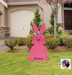 20 Tall Personalized Easter Peep Bunny Signage Material, Easter Yard Decorations, Wooden Stakes, Easter Display, Bunny Names, Pvc Board, Personalized Easter Bunny, Outdoor Signage, Personalized Bunny