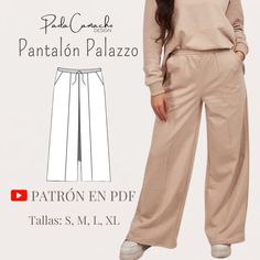 This beautiful pants is a basic sewing pattern that is easy to make and is perfect for beginners or experienced sewers! Digital pattern of pants size S, M, L and XL compare your size in the table in the images. Loose palazzo pants with adjustable waist. This sewing pattern has a sewing tutorial video on my YouTube channel Paola Camacho design 👉🏻 https://youtu.be/P3KSV_OSxbM?si=2Q8l4r_YlA3MhPDD PDF Sewing Pattern Sheets Letter Size Instant Download Print at 100% Scale with No Margin on Sheet Th Palazzo Pattern, Palazzo Pants Pattern, Pattern Sheets, Basic Sewing, Fabric Scissors, Patterned Sheets, Tutorial Video, Pdf Patterns, Sewing Basics