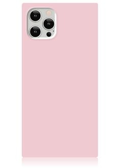 a pink phone case with two buttons on the front and back cover, in white