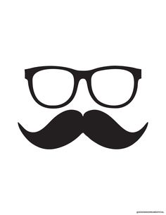 a black and white image of glasses with a mustache