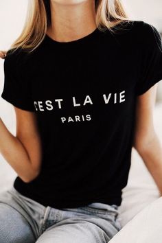 Cest La Vie French Graphic Tee Shirts Pullover Boyfriend | Etsy Boyfriend Tshirt, Paris T Shirt, Paris Print, Tumblr Outfits, Graphic Tops, Collars For Women, Look Vintage, Look Plus, Graphic Tee Shirts