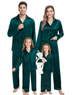 PRICES MAY VARY. Silky Satin: 95% Polyester, 5% Spandex (TIPS: Each Set of These Matching Family PJs is Sold Separately, Please Look Out for "Kids","Women" or "Men") Imported Button closure Hand Wash or Machine Wash 👨‍👩‍👧‍👦PREMIUM MATERIAL: Christmas pajamas for family is made of high quality satin fabric (95% polyester, 5% spandex), which is ultra soft, lightweight and comfortable, breathable and skin-friendly, reducing the stress and burden on your body, can keep you resting and sleeping f Satin Pjs, Silk Pjs, Pjs Set, Family Pjs, Family Pajama Sets, Matching Pjs, Mens Pajamas Set, Silk Pajama Set, Satin Long Sleeve