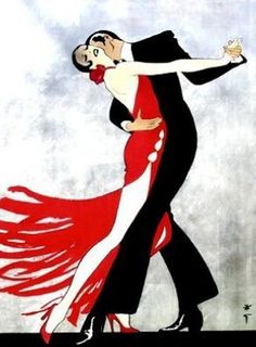 a painting of a couple dancing the charleston swing dance in front of a gray background