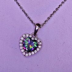 Mystic Topaz & Sterling Silver 18" New In Box Heart Halo, Halo Necklace, Mystic Topaz, Womens Jewelry Necklace, Topaz, Halo, Jewelry Necklaces, Womens Sizes, Women Jewelry